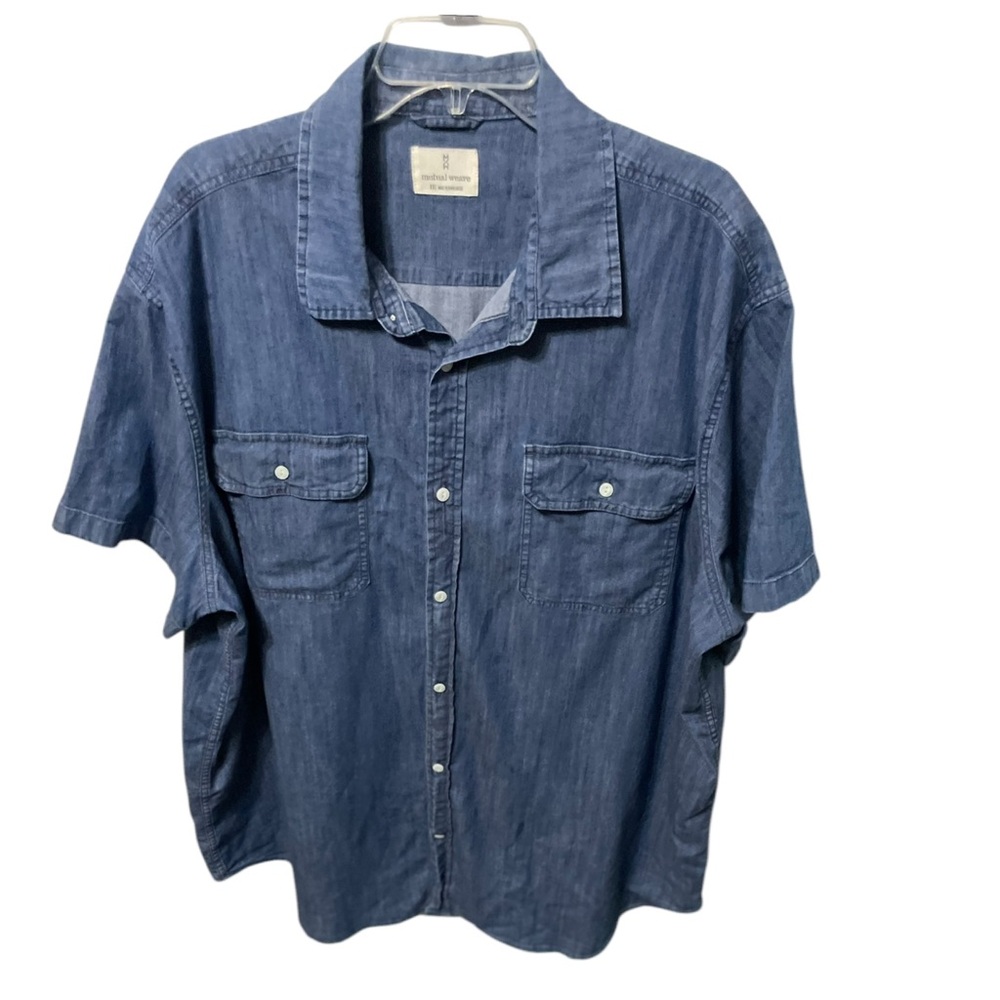 Mutual Weave Men's camp shirt Denim Short Sleeve Westren XXL Cotton Spandex